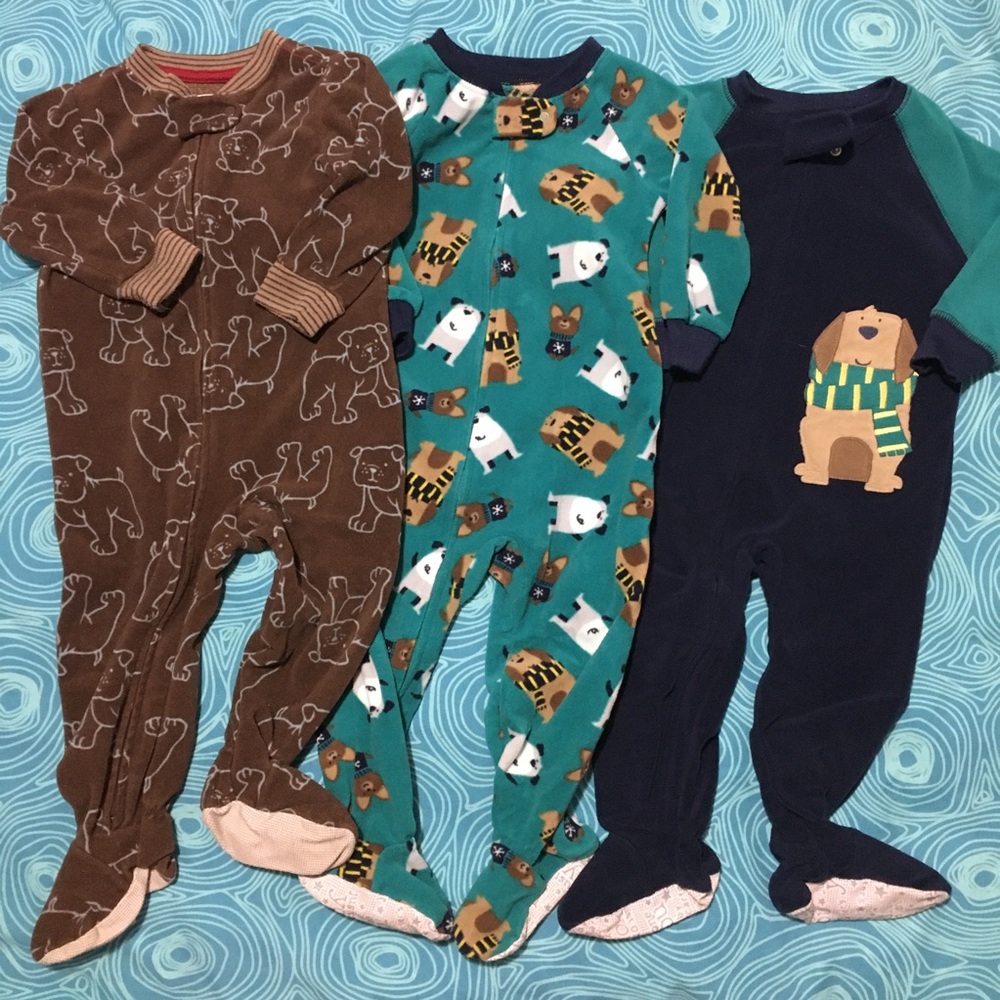 Bundle of 3 Toddler Fleece Footed Pajamas 18m